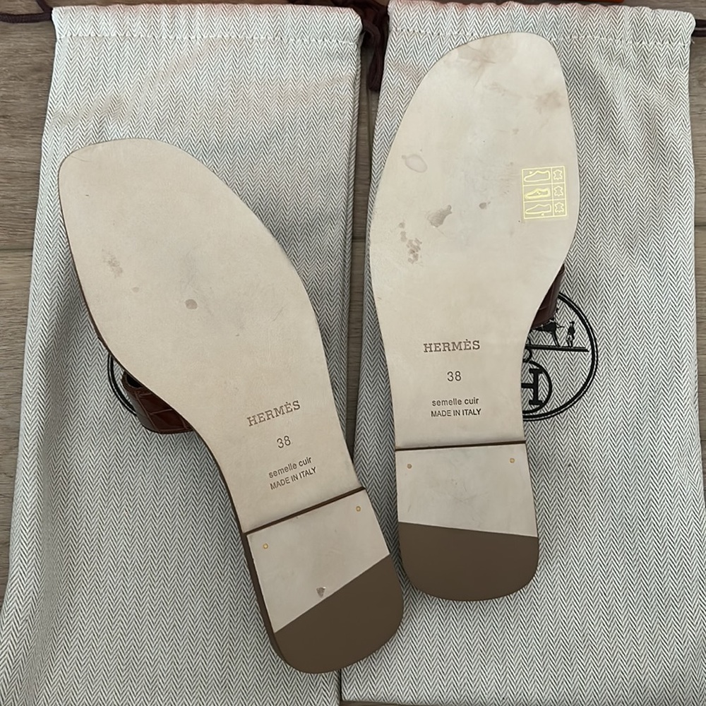 New Hermes Oran Exotic Skin Sandals - Picture 4 of 5